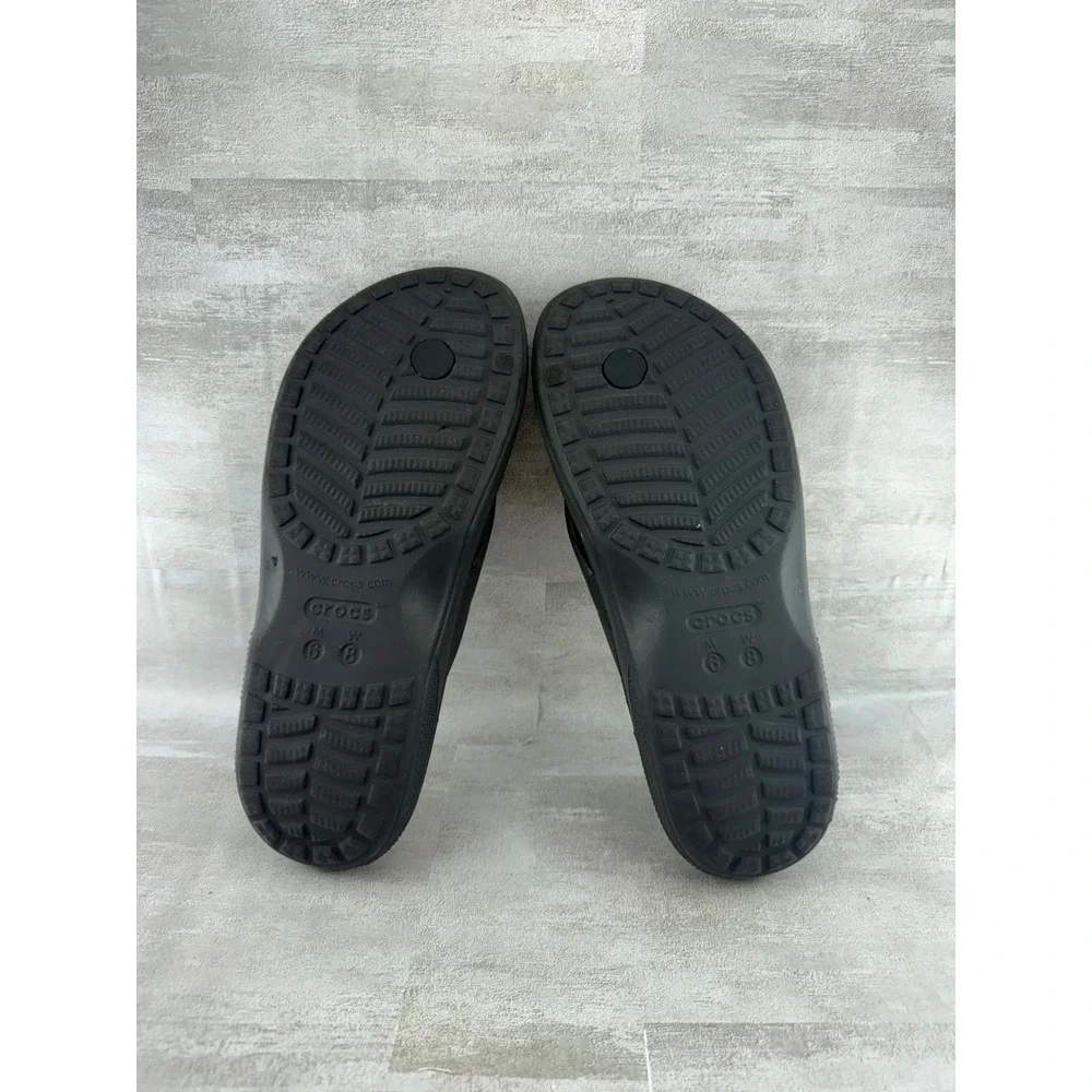 Crocs Athens Flip Flops Black Unisex Mens 6 Womens 8 Comfort Sandals 208192
